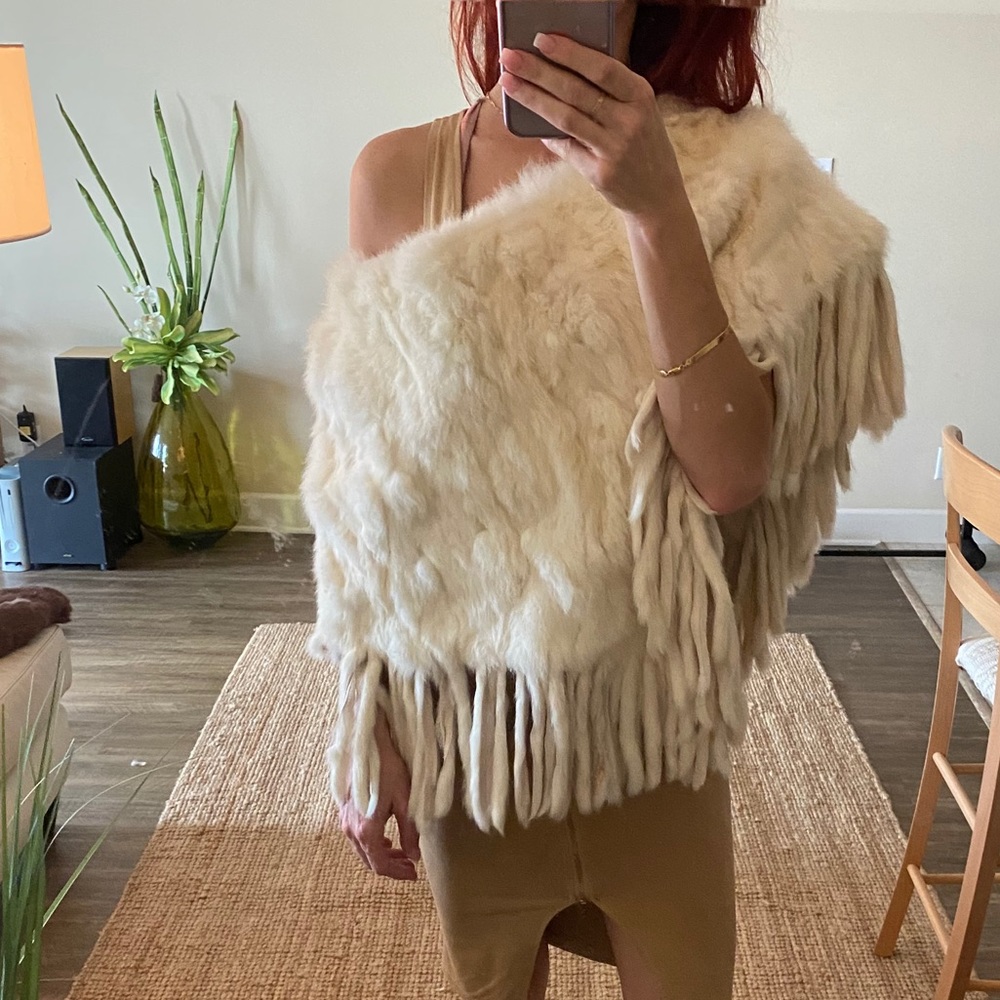 White rabbit fur shawl